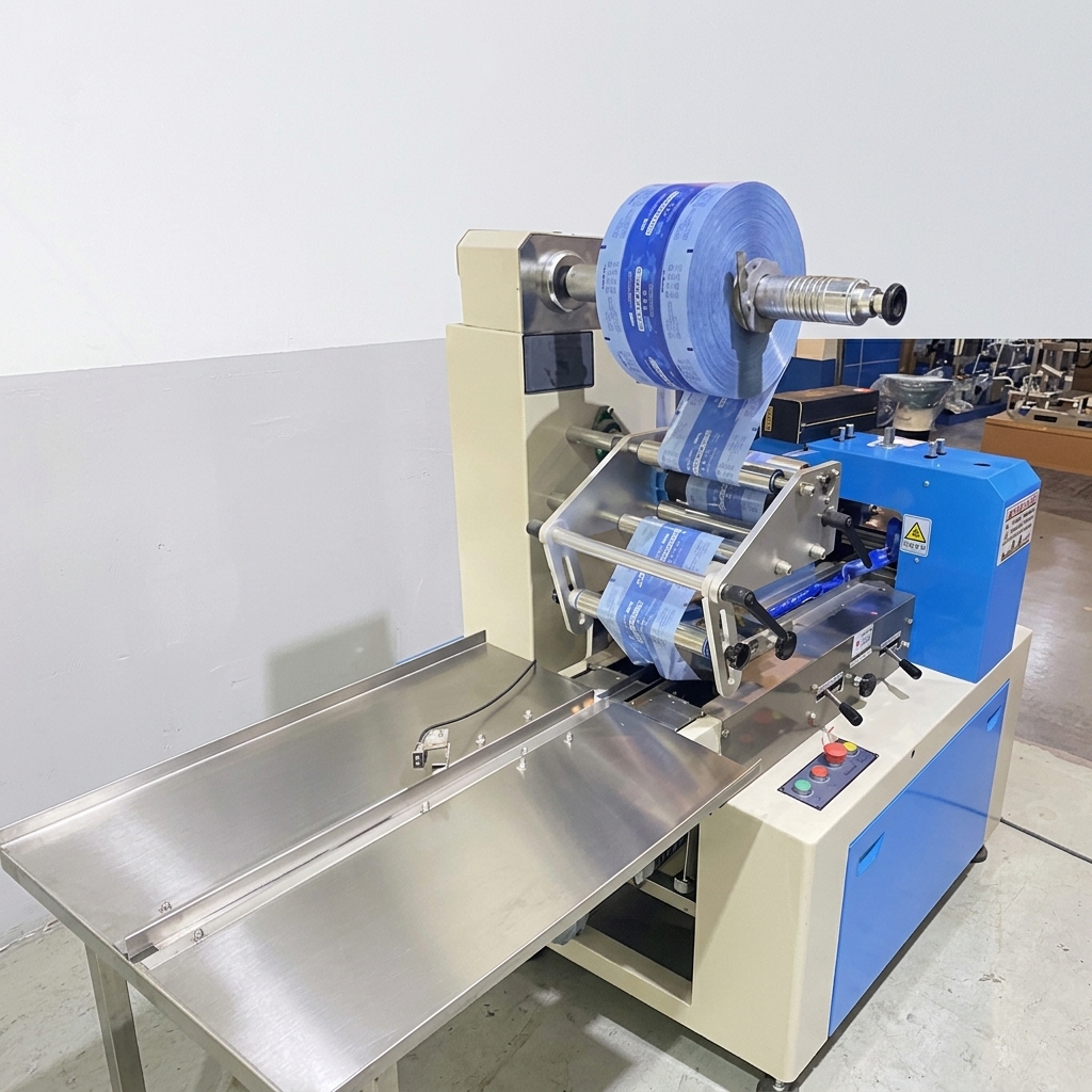 Upward film feeding flow wrapper