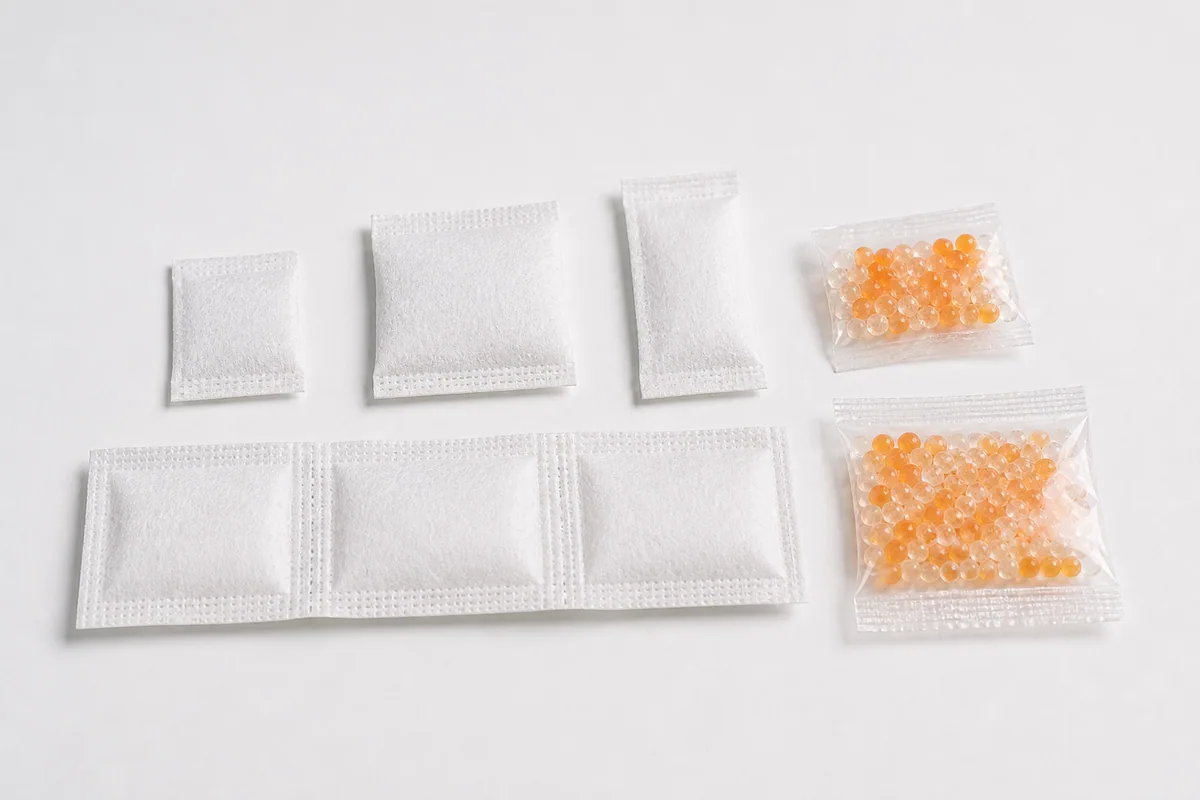 Illustrative unbranded desiccant sachet formats