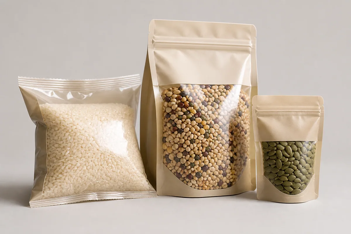 Illustrative unbranded grain and seed package formats