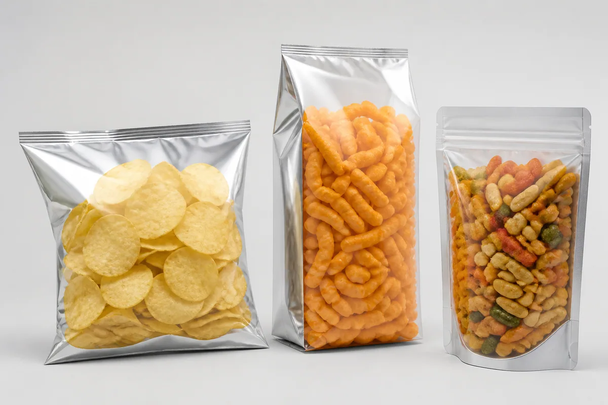 Illustrative unbranded snack package formats